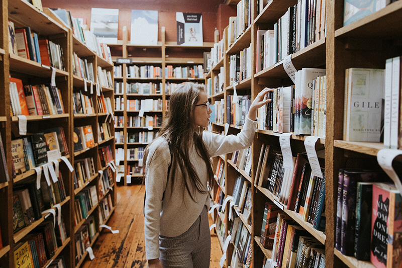 student-in-library